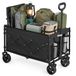 Songmics Petite remorque pliable, remorque de jardin, compacte, avec poignée, avec 4 roues renforcées, dont 2 roues universelles, capacité de charge jusqu'à 120 kg, extérieur, jardin, 150 L, noir d'encre GFW150BH01