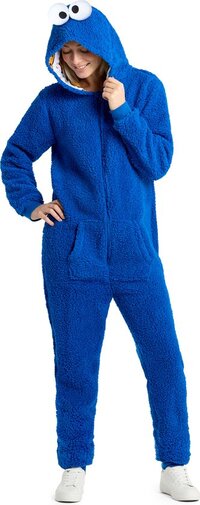 OppoSuits Cookie Monster Onesie - Sesamstraat Jumpsuit - Blauw - Maat L