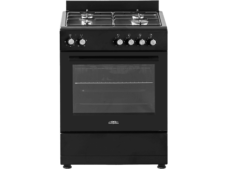 Everglades EVCK6010 - Gasfornuis - Mat Zwart - 60CM - 5 Jaar Garantie