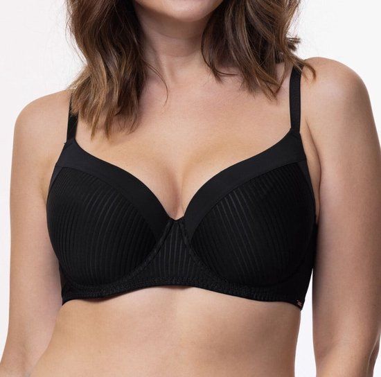 Dorina BH Carmen - T-shirt BH met Beugel - Grote maten bh met vulling met brede bh band - 90D - Zwart