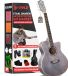 Pyle Akoestische Gitaarset- 3/4 Junior Maat Gitaar- Volledig Houten Stalen Snaren Instrument -voor Beginners, Kinderen, Volwassenen- Matte Grijs
