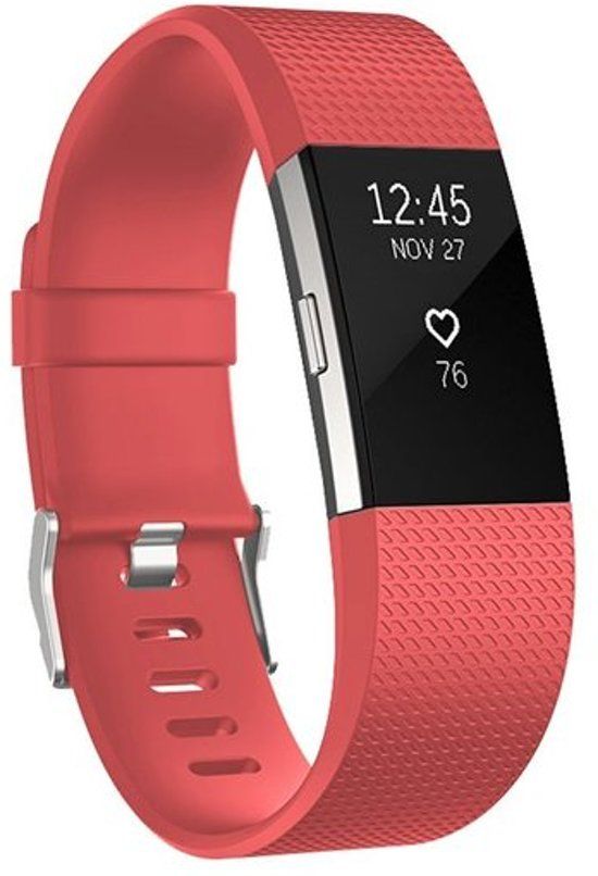 Qubix Fitbit Charge 2 sportbandje (Large) - Koraal | 8720143132612