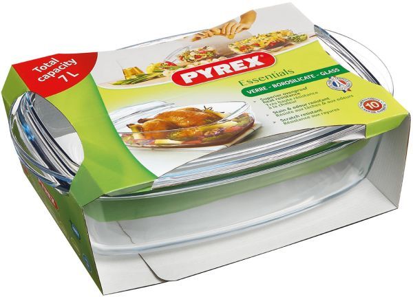 Pyrex Essentials Rechthoekige Schaal met Deksel - 6.5 Liter - Transparant