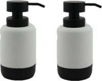 Item International Zeeppompje/dispenser - 2x - klassiek - wit zwart - keramiek - 10 x 17 cm