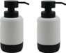Item International Zeeppompje/dispenser - 2x - klassiek - wit zwart - keramiek - 10 x 17 cm