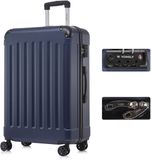 YONSLY Handbagage Koffer - 76 x 49 x 29 cm - 98 L - TSA Slot - 360° Draaibare Wielen - Grote Trolley - Donkerblauw