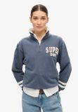 Superdry Athletic Essentials sweatshirt met applicatie en halve rits voor dames - marine navy