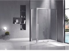 Saniclass Neptune douchecabine 120x100cm met schuifdeur 8mm veiligheidsglas met anti kalk zilver gepolijst sw491381/sw491396