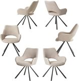 MEUBLE COSY Set van 6 eetkamerstoelen, gestoffeerde zitting in beige stof, 58,5 x 59 x 81 cm