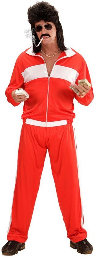Widmann Aso & Biker & New Kids Kostuum New Kids Trainingspak Rood Man XL Carnaval kostuum Verkleedkleding