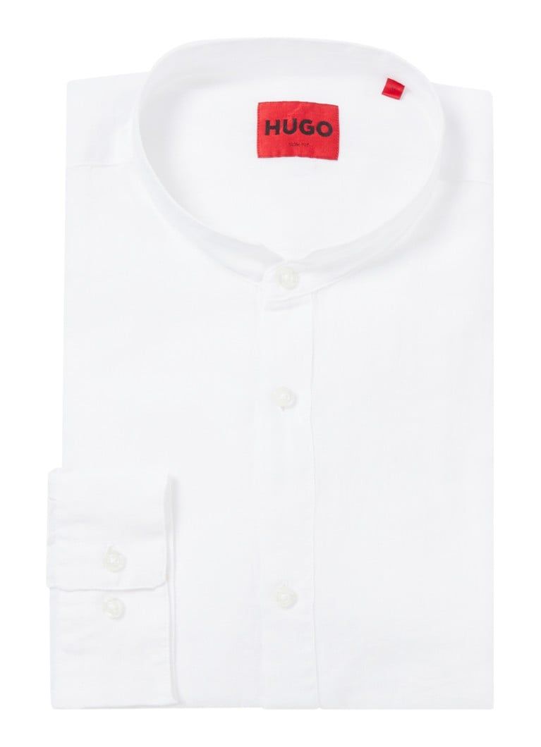 HUGO BOSS Elvory Slim Fit Linen Shirt with Chest Pocket