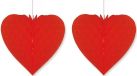 Merkloos / Sans marque Fest-Dekor Gmbh 2x Rood honeycomb decoratie hart 28 cm