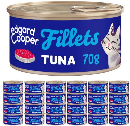 Edgard & Cooper Natvoer voor katten en volwassenen (tonijn, 70 g x 24)