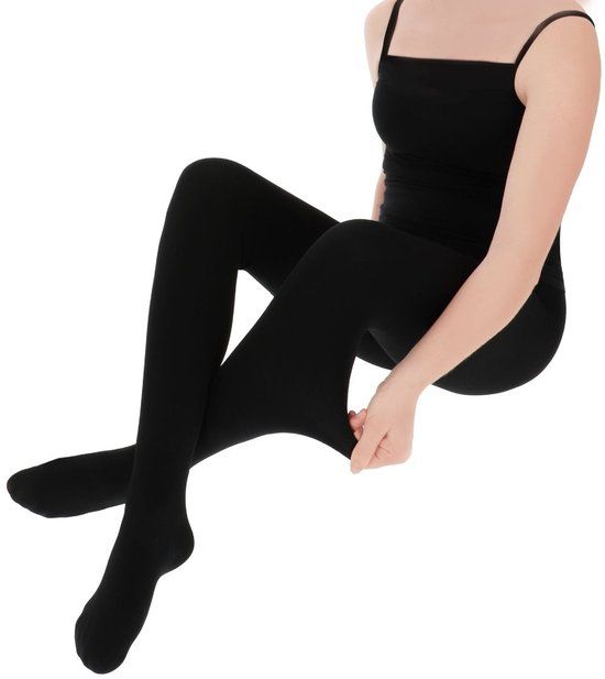 Marianne Dames Fleece Panty 200 Denier Zwart Maat L/XL