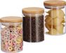 Merkloos Relaxdays Set van 3 glazen voorraaddozen voor pasta, rijst, muesli, koffiebonen, volume 600 ml, H x D 14 x 9,5 cm, naturel