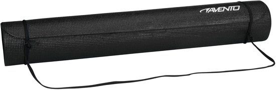 Avento Fitness/Yoga Mat Basic - Zwart - 173 x 61 x 0.4 cm - Incl. draagriem