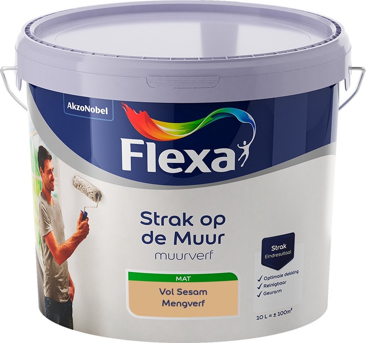 FLEXA Strak op de Muur Muurverf - Mat - Mengkleur - Vol Sesam - 10 liter