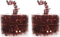 Decoris Guirlande de Noël - 2x - rouge - guirlande en aluminium - 700 cm