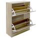 BAKAJI Ruimtebesparende schoenenkast van melaminehout met 2 klapdeuren, dubbele diepte, afmetingen 60 x 24 x 83,5 cm (beige)