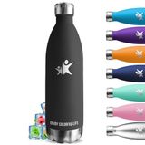 Thermosfles, 1 liter, BPA-vrij, roestvrijstalen waterfles, lekvrij, thermosfles, 18/8 roestvrij staal, metalen fles, voor hardlopen, kamperen, fitness, wandelen