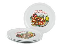 Creatable, 24440, serie Milano - La Pizza, 4-delige serviesset voor 4 personen, pizzaborden van porselein, vaatwasser- en magnetronbestendig, kwaliteitsproductie
