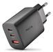 NGS ERA 65W Black GAN Charger 65W with 2 USB-C (PD & PPS) and USB-A QC 3.0, Intelligent Fast Charging, Dual and Triple Connection, Compact and Portable, Smartphones, Tablets and Laptops
