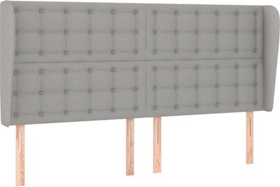 vidaXL Hoofdbord met randen 163x23x118/128 cm stof lichtgrijs