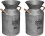 Atmosphera Melkbus vorm vaas/container - 2x stuks - Zink - zilvergrijs - 26 x 48 cm