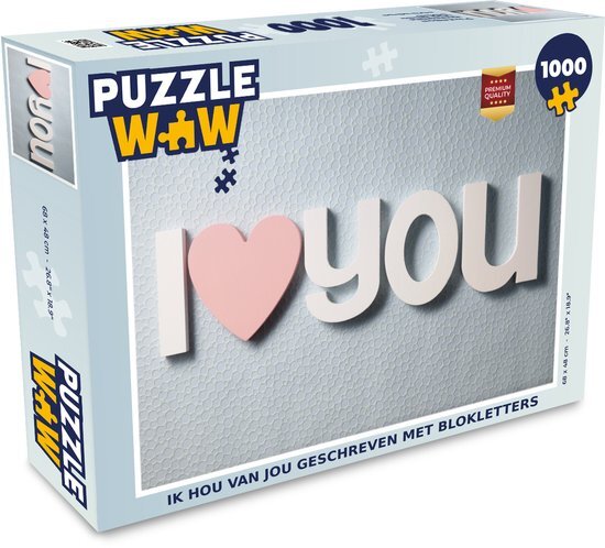 MuchoWow Puzzel Ik hou van jou geschreven met blokletters - Legpuzzel - Puzzel 1000 stukjes volwassenen