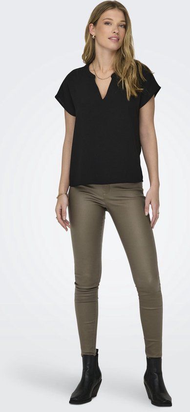 JDY JDYLION S/S TOP WVN NOOS Women's Top - Size 42 - Black