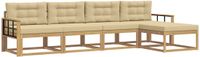 vidaXL - Buiten - bank - set - 5 - zitplekken - Wit - en - Beige - Polyester