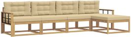 vidaXL - Buiten - bank - set - 5 - zitplekken - Wit - en - Beige - Polyester