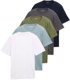 Tom Tailor T-shirt voor heren, 5 verpakkingen, katoen, ronde hals, korte mouw, regular fit, wit, maat M