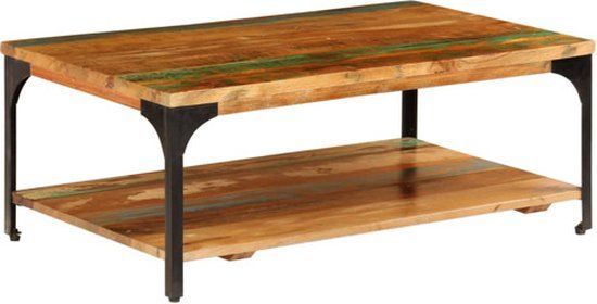 vidaXL Salontafel met schap 100x60x35 cm massief gerecycled hout