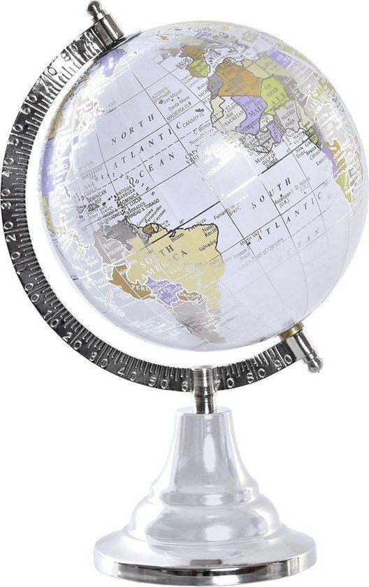 DKD Home Decor Wereldbol - Aluminium - Grijs - 15 cm