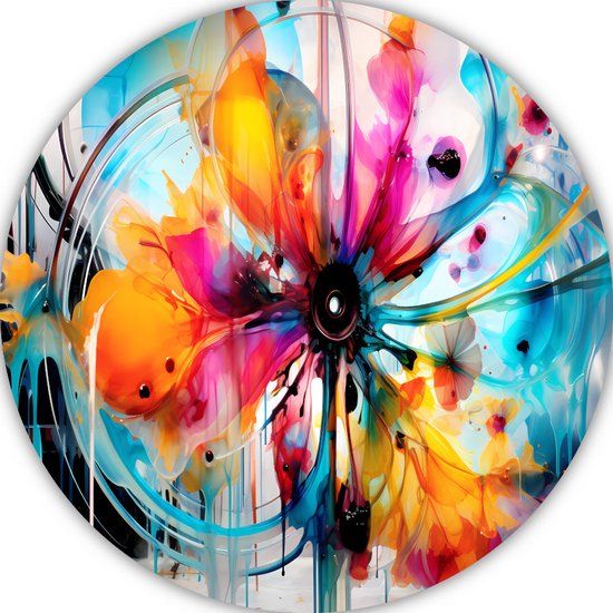Merkloos / Sans marque Bloem schilderij rond - Natuur schilderij - Wandcirkel Forex 40x40 cm