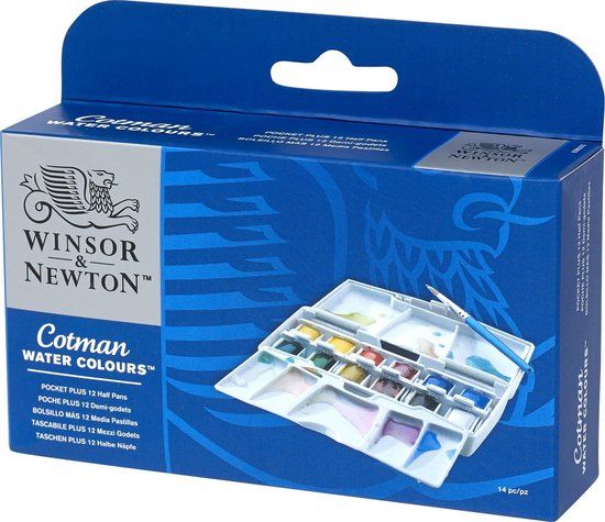 Winsor & Newton Cotman Aquarelverf Pocket Plus Set - 12 Halve Napjes