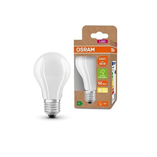 OSRAM Lamps OSRAM LED spaarlamp, matglazen lamp, E27, warm wit (3000K), 4 watt, vervangt 60W gloeilamp, zeer efficiënt en energiebesparend, pak van 6