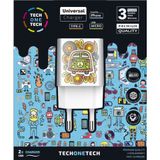 Tech One Tech TEC2503 Oplader voor Smartphone Wit AC Binnen met USB Type-C Kabel