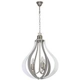 Homemania HOMAX_4413 hanglamp Tigris grijs van metaal, hout, 40 x 40 x 100 cm