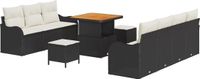 vidaXL Tuinbank - Set - 10 - st - Zwart - poly - rattan