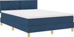 vidaXL LED Box Spring Bed with Headboard Blue 140 x 190 cm Fabric