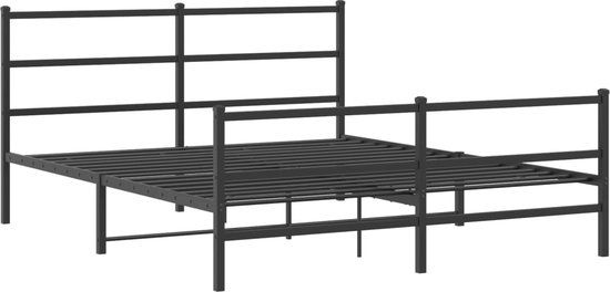 vidaXL Bedframe met hoofd- en voeteneinde metaal zwart 160x200 cm
