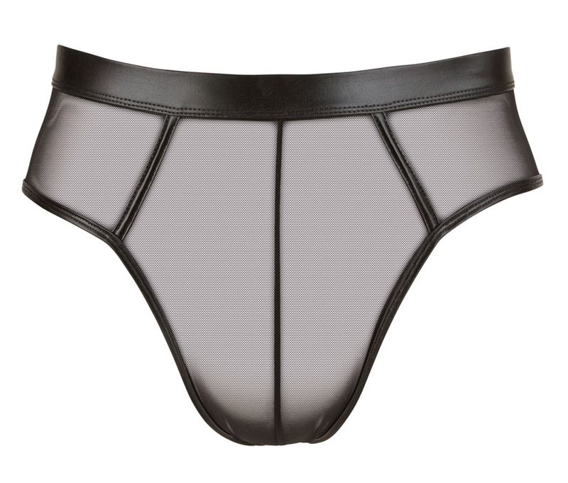 Svenjoyment Wetlook Slip Met Open Achterkant - Zwart XXL