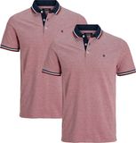 Jack & Jones Heren poloshirt 2 pack Paulos - Slim Fit - L - Katoen - Gestreept - Rio Red