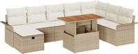 vidaXL Tuinbank - Set - 9 - st - Beige - poly - rattan