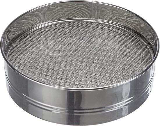 De Buyer Roestvrijstalen zeef met 4 verwisselbare zeefinzetstukken (3 mm/2 mm/1 mm/0,5 mm diameter) - 4605.21, zilver