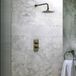 Hudson Reed Kit de douche thermostatique - Mitigeur & pommeau mural - Laiton brossé - Design Art déco