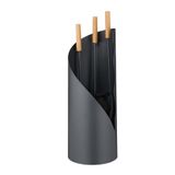 Relaxdays openhaard set, 4-delig, met haardstel, aspook, asschep, bezem, houten handgreep, gereedschap, grijs-natuur