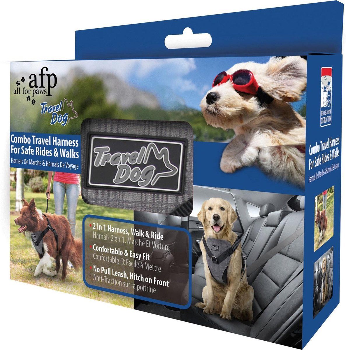 All For Paws Honden Autogordel - Hondenautoaccessoire - Grijs - Nek 30-50 / Borst 41-56 cm